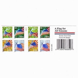 A Flag For All Seasons Booklet Of 20 Usps Forever Stamps,  2013/2014