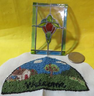 Miniature Stained Glass Window & Mat General Store Fairy Garden Doll House
