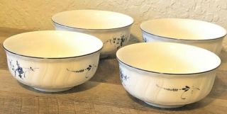 Set Of 4 Villeroy & Boch Vieux Luxembourg 5 " Cereal Soup Bowls White Blue Floral