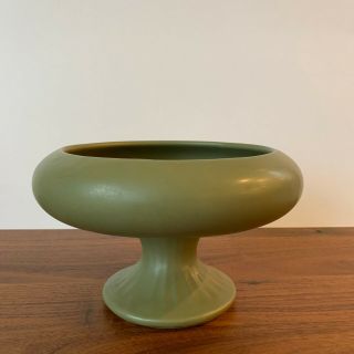Mccoy Floraline Pottery Matte Green Pedestal Planter Vase Mid Century