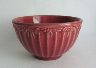 Vintage Red Glazed Yellow Ware Small Mixing Bowl