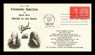 Dr Jim Stamps Us Hamilton Burr Duel Scott 1086 Unsealed Fdc Cover Add On