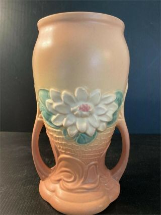 Hull Water Lily Double Handled Vase L - 9 - No Chips Or Cracks