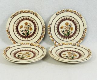 6 Copeland Spode Buttercup Old Mark Saucers Yellow Brown Flowers England