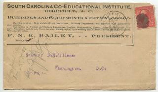 Edgefield Sc Dec 1898 Advertising " South Carolina Co - Educational Institute "