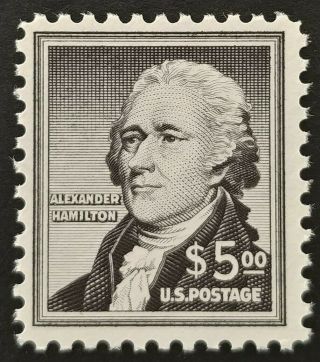 Us Stamps,  Scott 1053,  $5 Hamilton,  Never Hinged Og,  F - Vf Cat Value $37.  50
