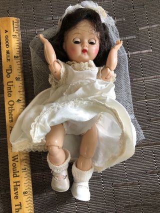 Vintage Doll Jointed Knees Arms Head Turns As Walks Sleepy Eyes Hard Plastic 8”