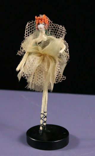 Vintage 5 " Porcelain Head Thread Wrapped Ballet Dancer Doll Art Deco Style Japan