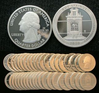 Roll Of 40 2010 - S Proof Hot Springs National Park Arkansas 90 Silver Quarters
