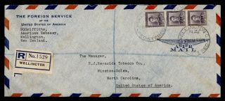 Dr Who 1954 Zealand Us Embassy Registered Diplomatic Airmail To Usa F33898