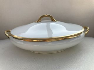 Vintage Field Japan Field China White Covered Serving Dish With Gold Accents