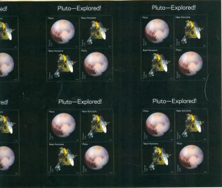 Pluto Explored Press Sheet Of 14.  Mnh Space Topic