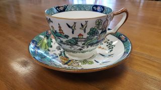 Crown Stafordshire Ye Olde Willow Footed Cup And Saucer