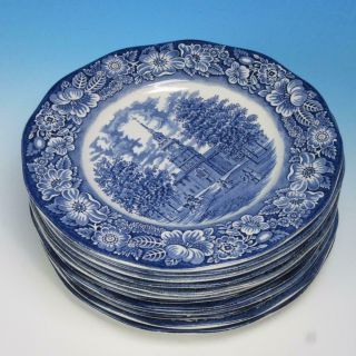 Staffordshire Liberty Blue - Independence Hall - 12 Dinner Plates - 9¾ inches 2