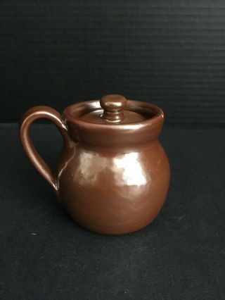 Antique Dorchester Pottery Arts And Crafts Mini Covered Bean Pot Brown