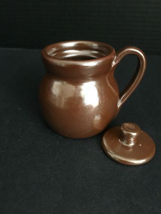 ANTIQUE DORCHESTER POTTERY ARTS AND CRAFTS MINI COVERED BEAN POT BROWN 3