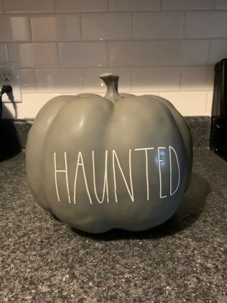 Rae Dunn Large Halloween Gray Haunted Pumpkin In 2020 Grey 11 " Rare Htf