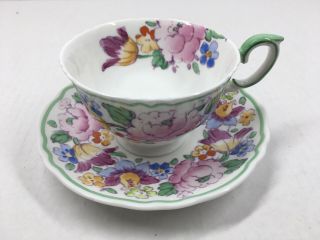 Floral Tea Cup & Saucer Crown Staffordshire England Fine Bone China