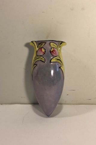 Vintage Lusterware Wall Pocket Vase Hand Painted In Japan