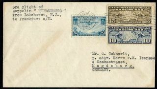 1936 Zeppelin Hindenburg 3rd Flight Cover Us To Germany
