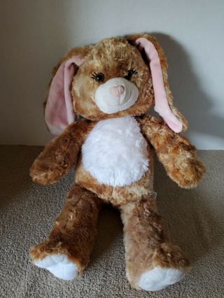 Build A Bear Brown Bunny Rabbit Plush Stuffed Animal 16 " Pink Ears Easter