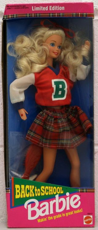 Back To School Barbie Doll Limited Edition Mattel Nrfb Vintage 10217 (worn Box)