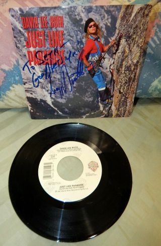 45 Rpm Record: Just Like Paradise Signed / Autograph By David Lee Roth