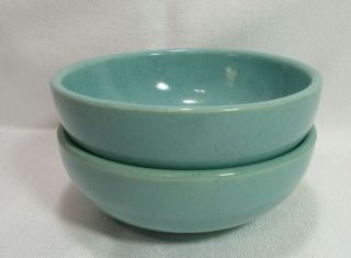 Mccoy Pottery Usa Vintage Two (2) Aqua Coupe Cereal Bowls Vgc