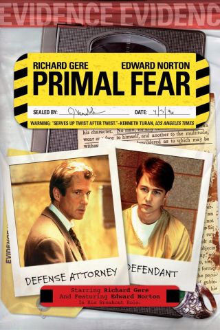" Primal Fear ".  Richard Gere Edward Norton.  Classic Movie Poster Various Sizes