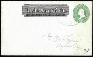 19th Century Wells Fargo Cover Suisun California To Virginia City Nevada
