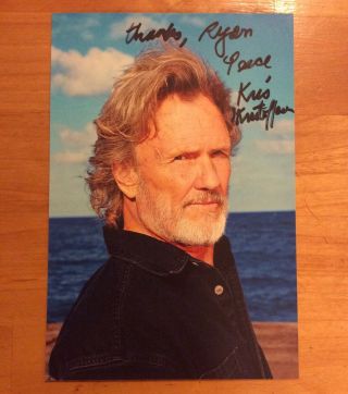 Kris Kristofferson Autograph Signed 4x6 " Photo Singer The Highwaymen Country