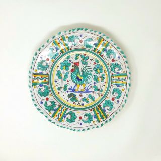 One Stemil Deruta Italy Hand Painted Orvietano Green Rooster Dinner Plate