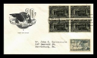 Dr Jim Stamps Us 20c Special Delivery Farnum Fdc Cover Unsealed Block