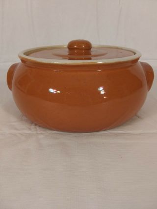 Vintage Uhl Pottery Stoneware Bean Pot W/ Lid Indiana 1870 