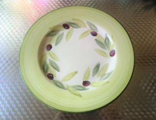 Bizzirri Italy Set Of Four (4) Olive Hand Painted 10.  5 " Dinner Plates