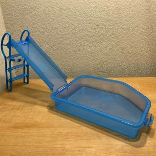 Compact Barbie Blue Pool W/slide & Ladder (8 " W X 9 " H X 19 " L Opened) - Quick Ship