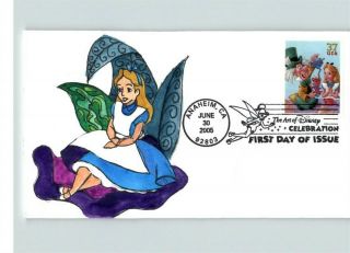 Alice In Wonderland,  Hand Painted 1 Of 1,  The Art Of Disney First Day Of Issue