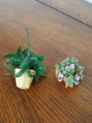 Miniature Dollhouse Accessories 2 Hanging Flower Baskets