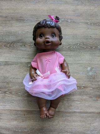 Baby Alive Doll African American 2008 Hasbro Pink Dress