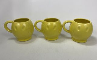 Mixed Set of 4 VTG McCoy Yellow Smiley Face Smile Happy Coffee Mugs 3.  75 
