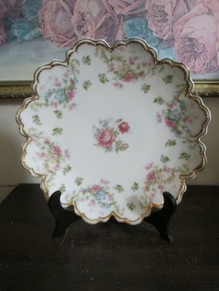 Haviland Limoges France Hand Painted Plate Pink Roses Flowers Gold 9 "