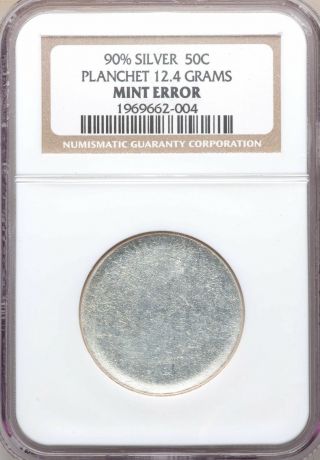 Undated Silver Half Dollar Ngc Error Blank Planchet 12.  4 Grams Tough Coin