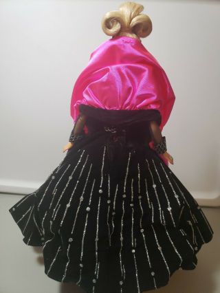 1998 Mattel Barbie Happy Holidays Doll Black Velvet Silver Dress Hot Pink 90s 3