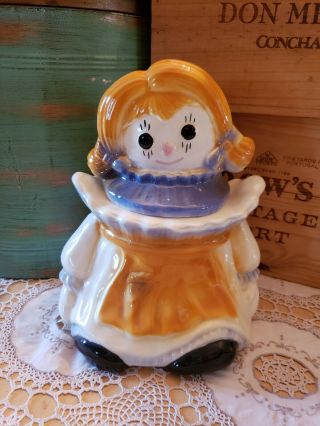 Vintage Maurice Of California Pottery Raggedy Ann Cookie Jar 1960 