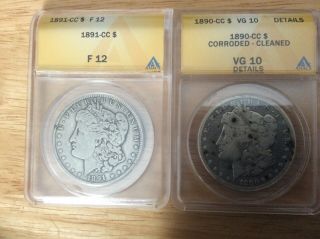Morgan Silver Dollar Cc 2 Coins 1890 Cc 1891 Cc For 2 Coins