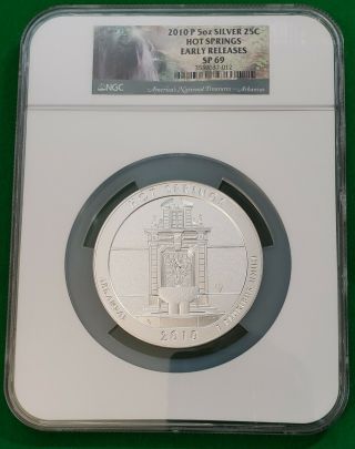 2010 Hot Springs 5 Oz Silver Ngc Sp69 Early Releases 25c