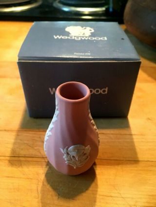 Wedgwood Pink Jasperware Floral Swirl Miniature 3 " Vase/ Perfume Bottle Box