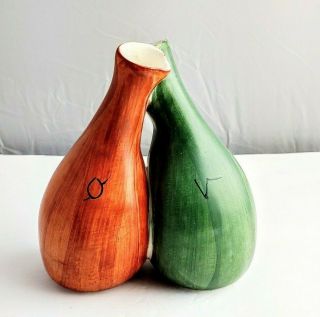 Wedding Twin Red Green Vase Made In Italy Hand Painted