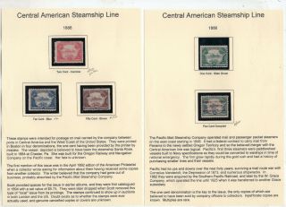 5 Central American Steamship Co Stamps On Display Sheets 1886 Id 2287