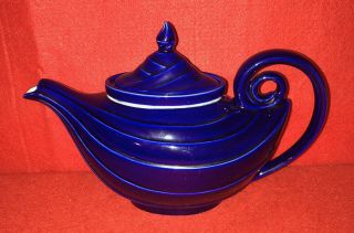 Early Vintage Hall China Aladdin Blue Cobalt Teapot Tea Pot Diffuser